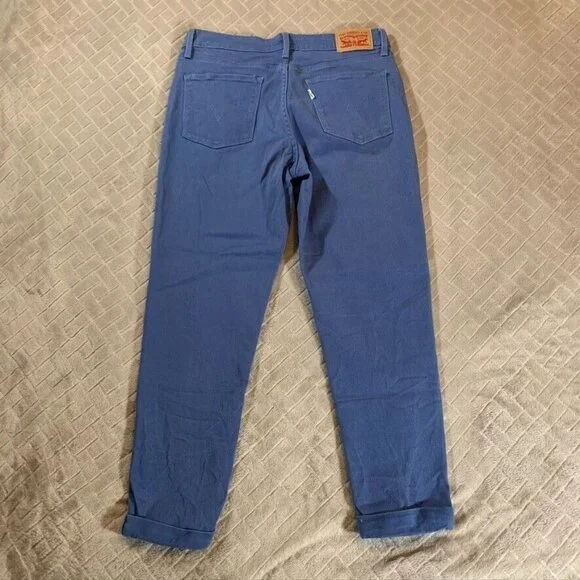 Levis Womens 29 Denim Jeans Blue Skinny Ankle Cuffed Mid Rise White Tab Stretch - Picture 8 of 10
